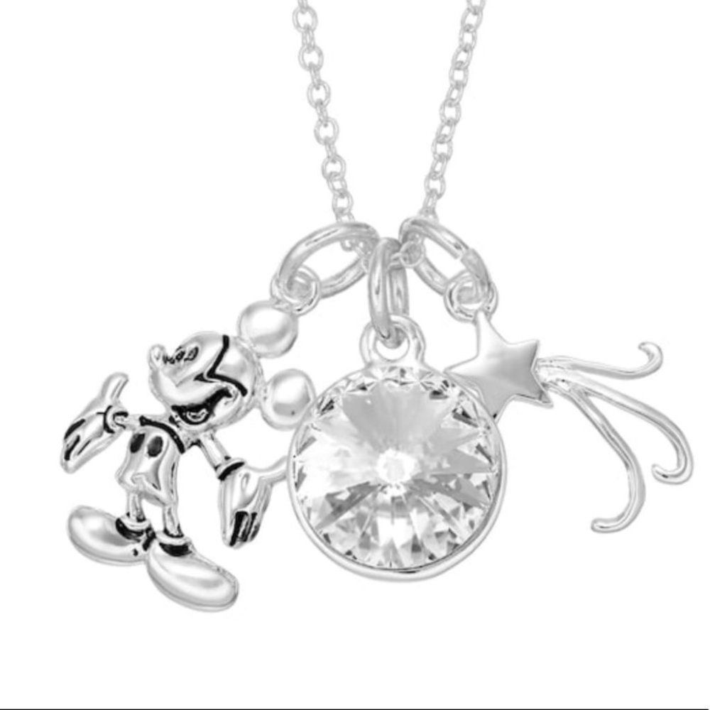 Mickey Mouse Necklace Silver Dreams Come True Stars Parks Disney‎ Gift Box